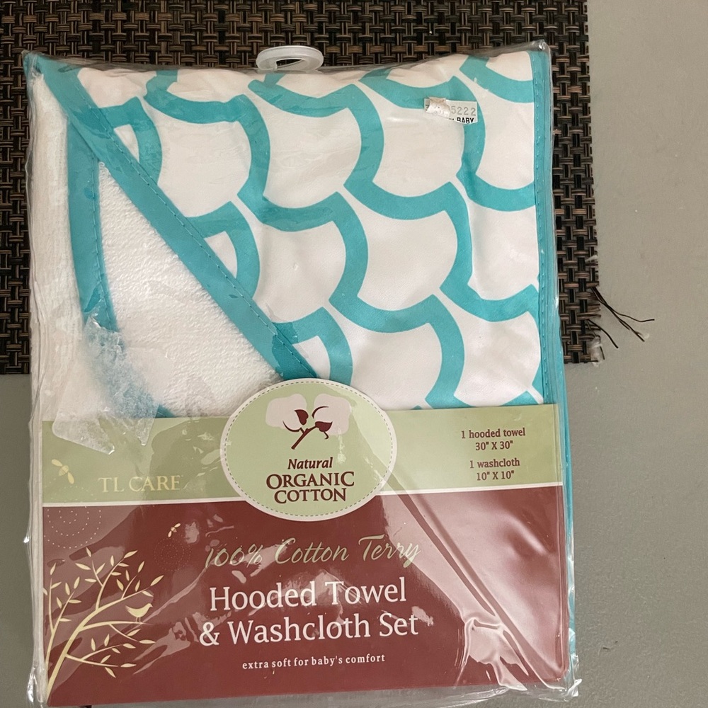 Blue and White Bath Towels with Mermaid Scale Design